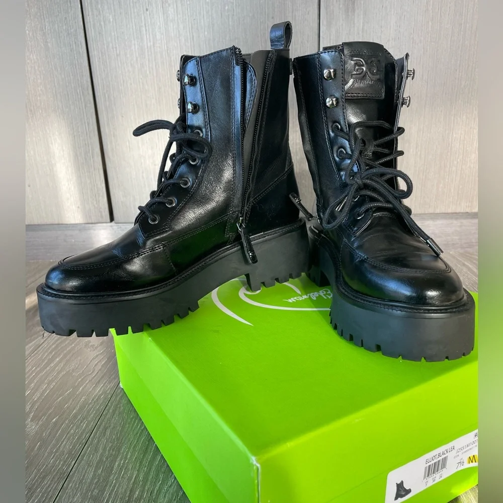 Sam Edelman Black Leather Women's Platform Boots - Picture 5 of 8